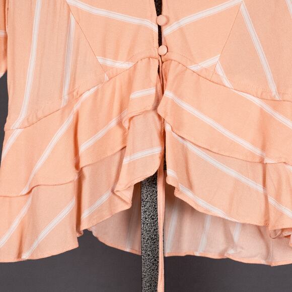 Free People Women's Ruffled Samifran Top Peach SZ SMALL Boho Romantic Feminine - Picture 3 of 5